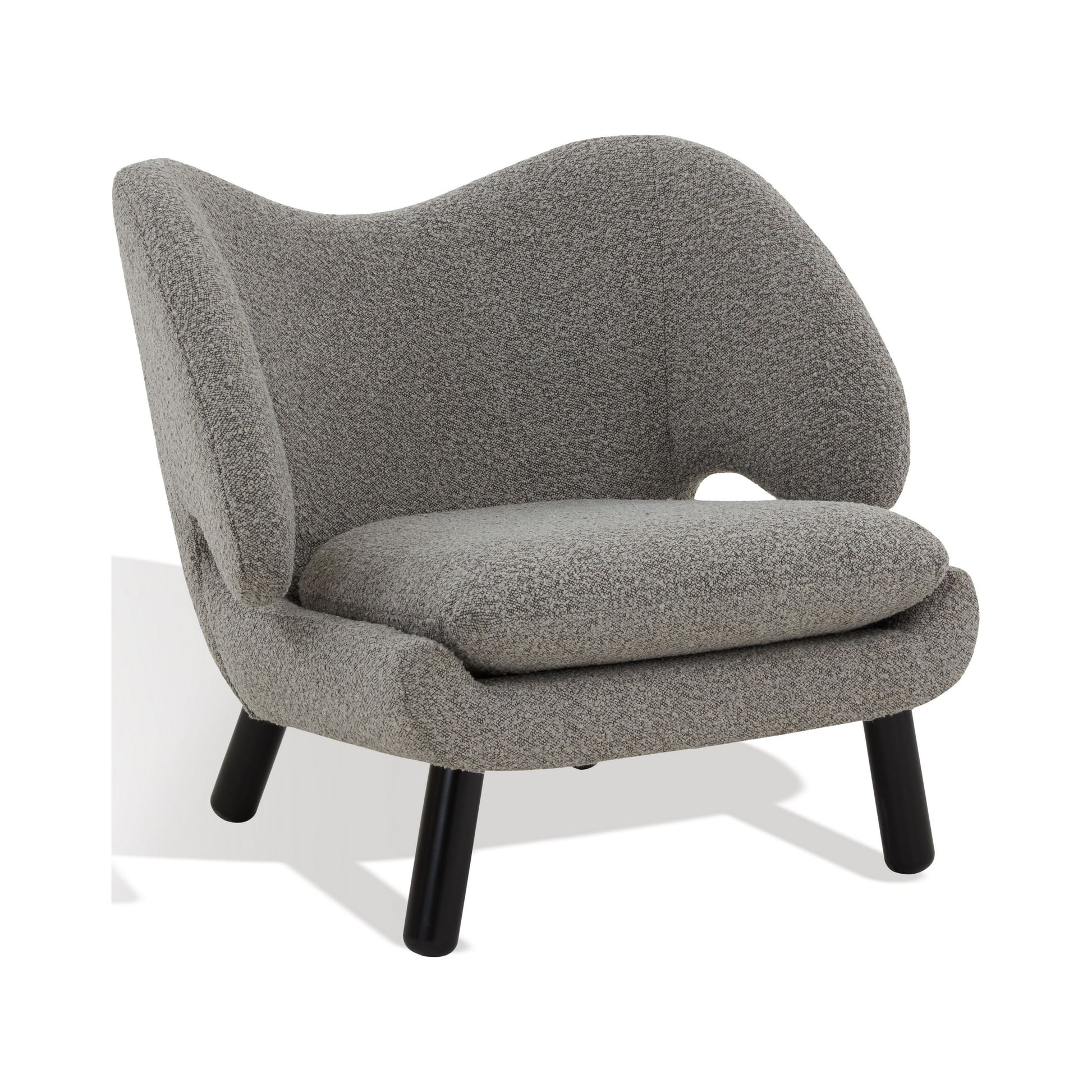 MAVA Couture Felicia Modern Boucle Solid Accent Chair, Light Grey/Black