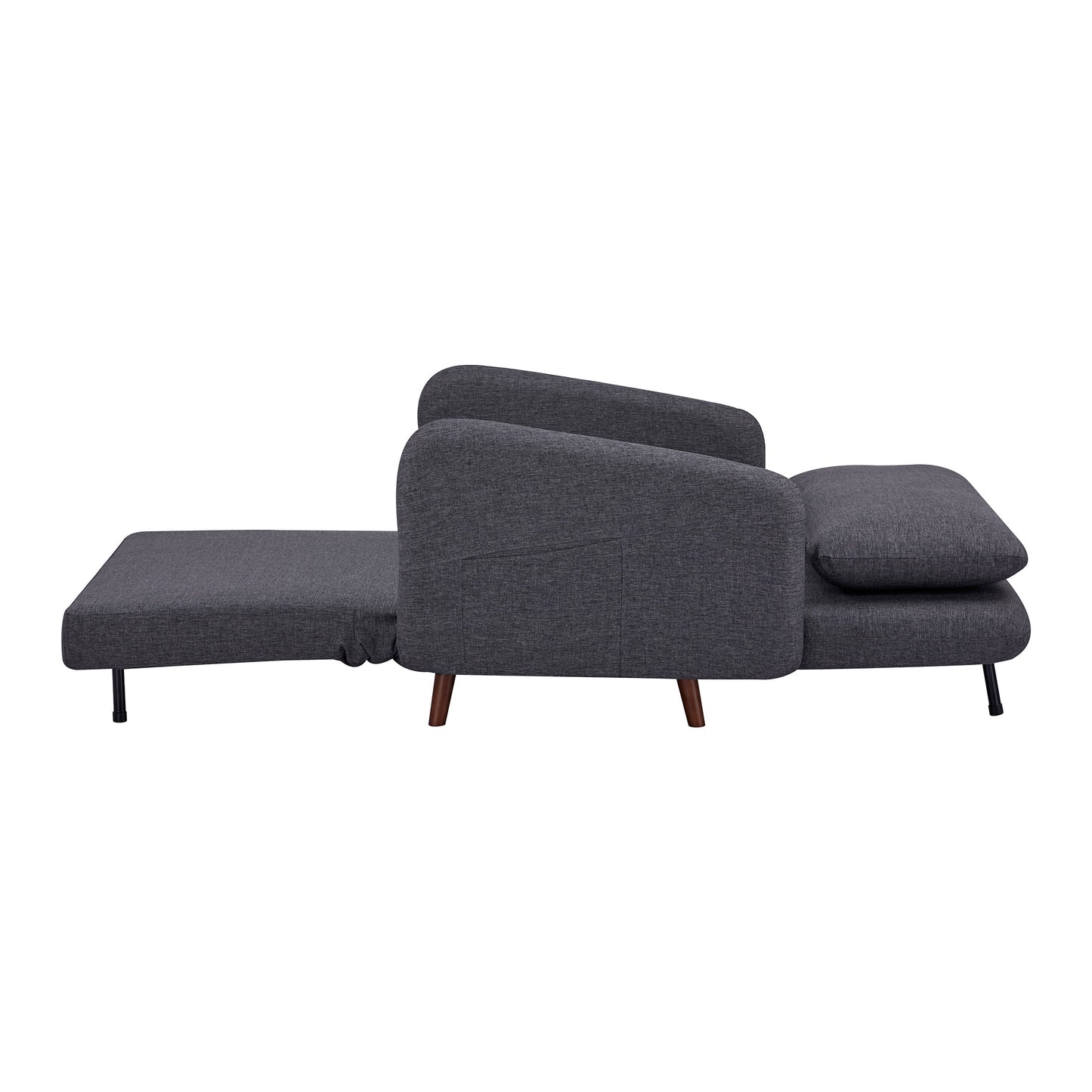 MAVA Linen Convertible Chair, Compact Futon Sleeper, Dark Gray