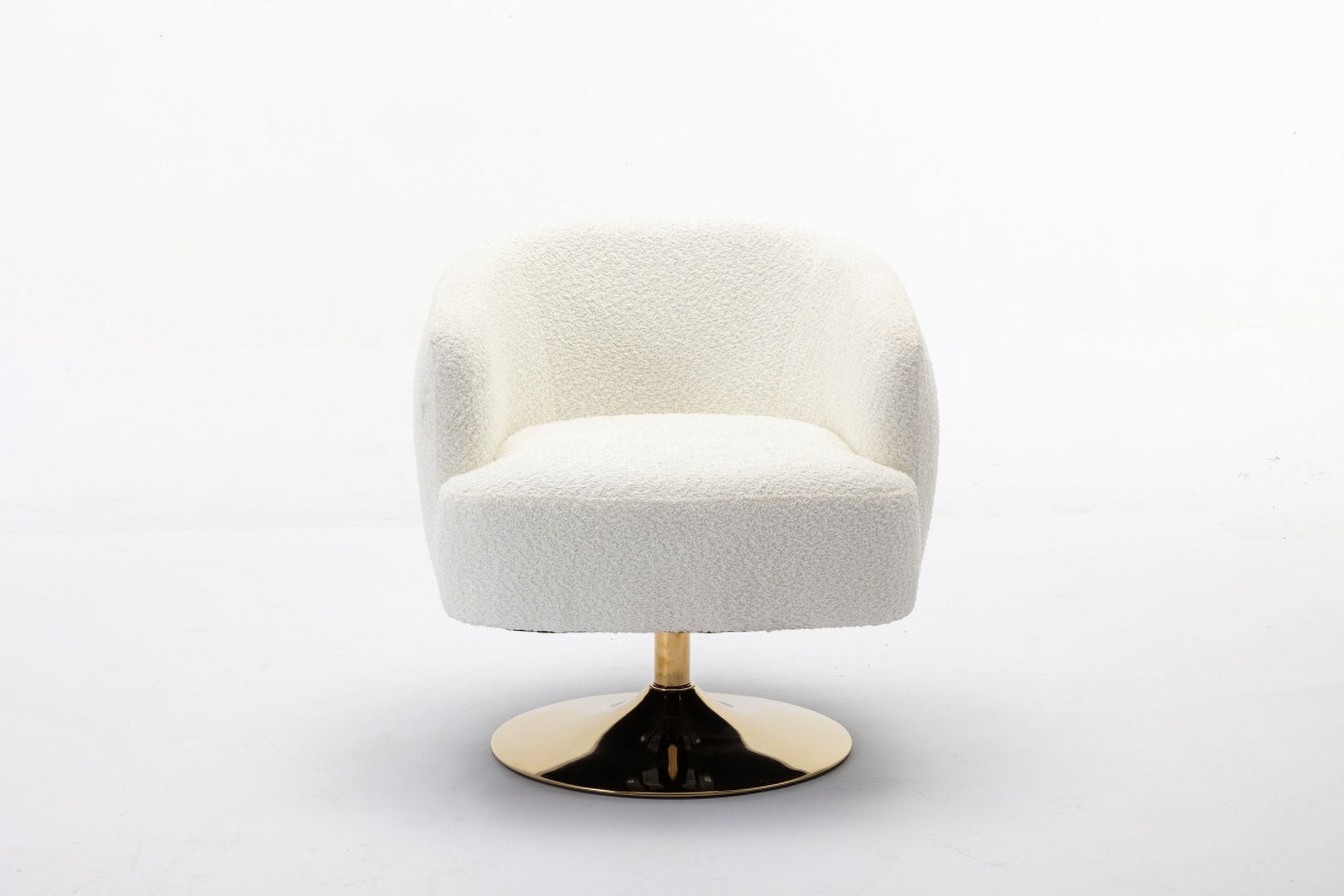 MAVA Accent Swivel Chair, Sofa Chairs with Gold Metal round Base,Home Office Chair for Hotel, Bedroom, Office, Lounge,White