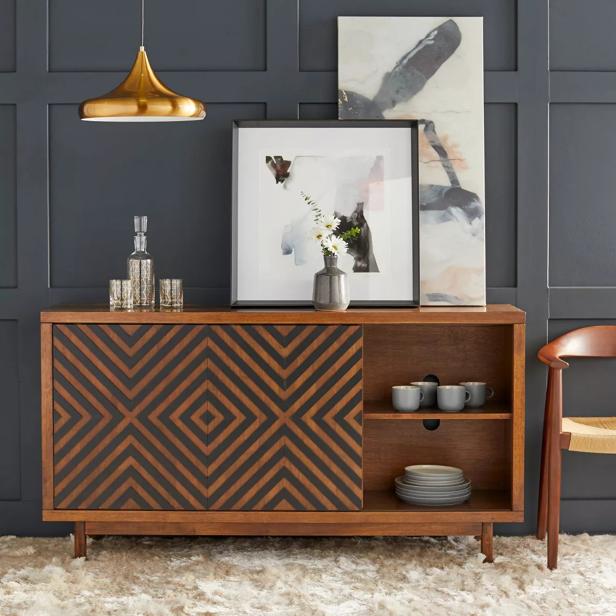 MAVA Brown - Lifestorey: Mid-Century Storage, Sliding Doors, Adjustable Shelves