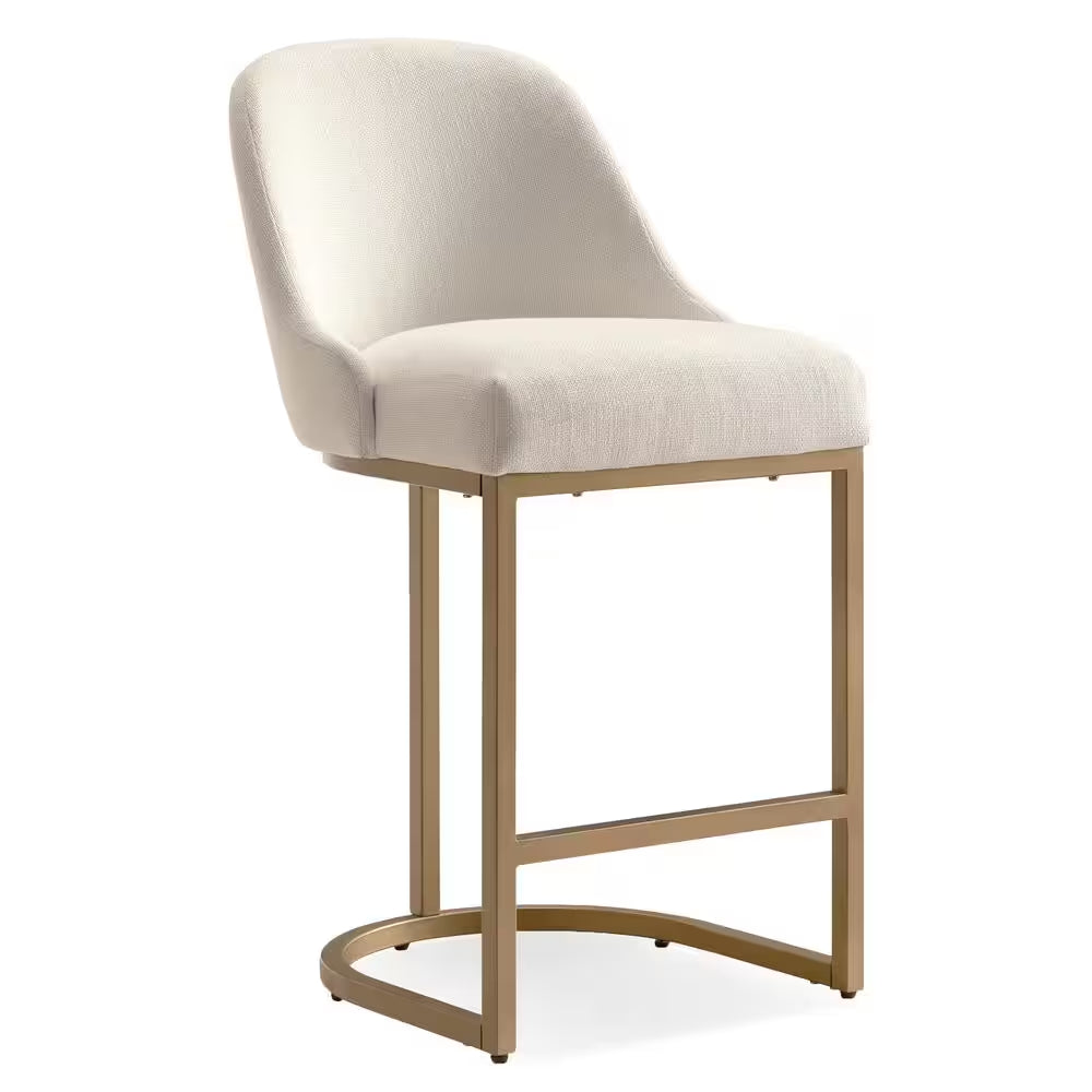 MAVA White Counter Stool with Gold Metal Base (Set of 2)