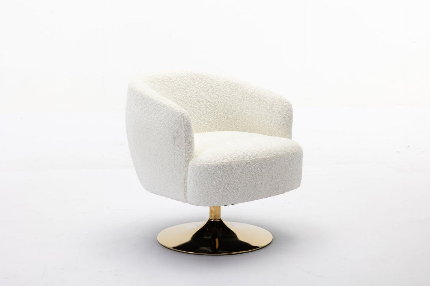 MAVA Accent Swivel Chair, Sofa Chairs with Gold Metal round Base,Home Office Chair for Hotel, Bedroom, Office, Lounge,White