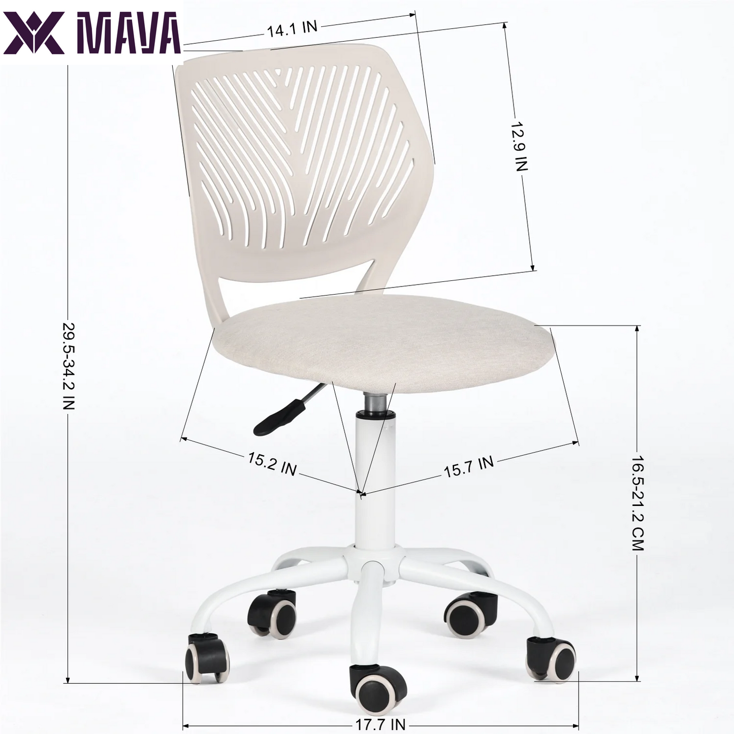 MAVA Study Chair, Ergonomic Mid Mesh Back for Kids Children Study, Morandi Beige