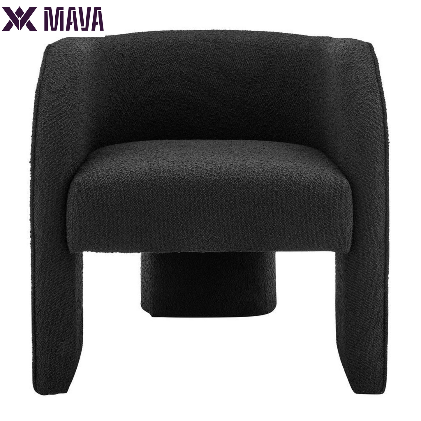 MAVA 18" Fabric Plywood Accent Arm Chair in Black