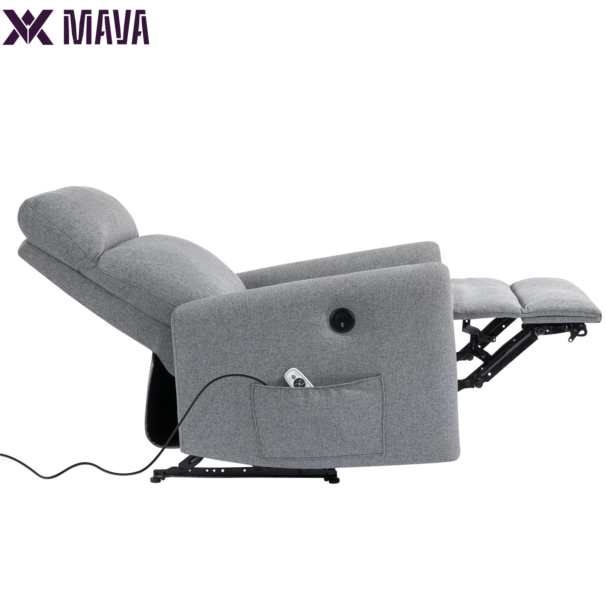 MAVA Power Recliner Chair with 8 Zone Massage and Lumbar Heat, Dark Gray Linen