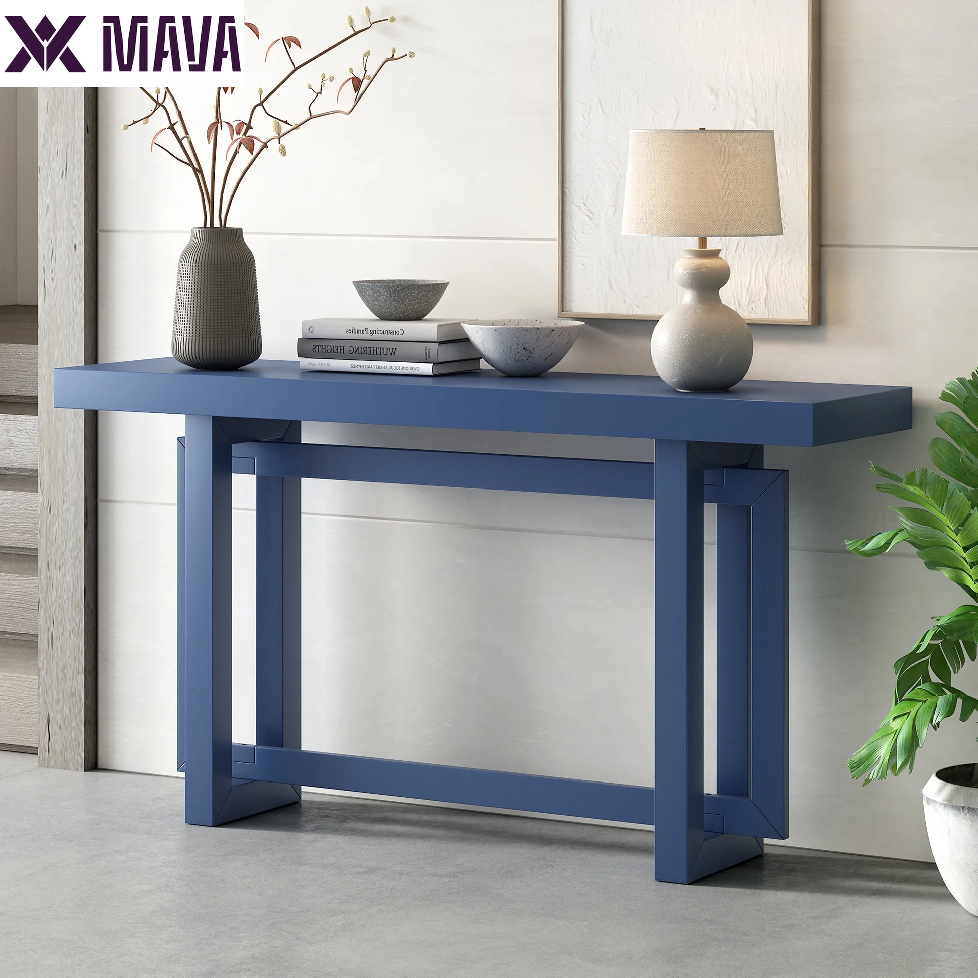 MAVA Modern and Industrial Console Table Sofa Table, Extra Long Entryway Table for Hallway Living Room