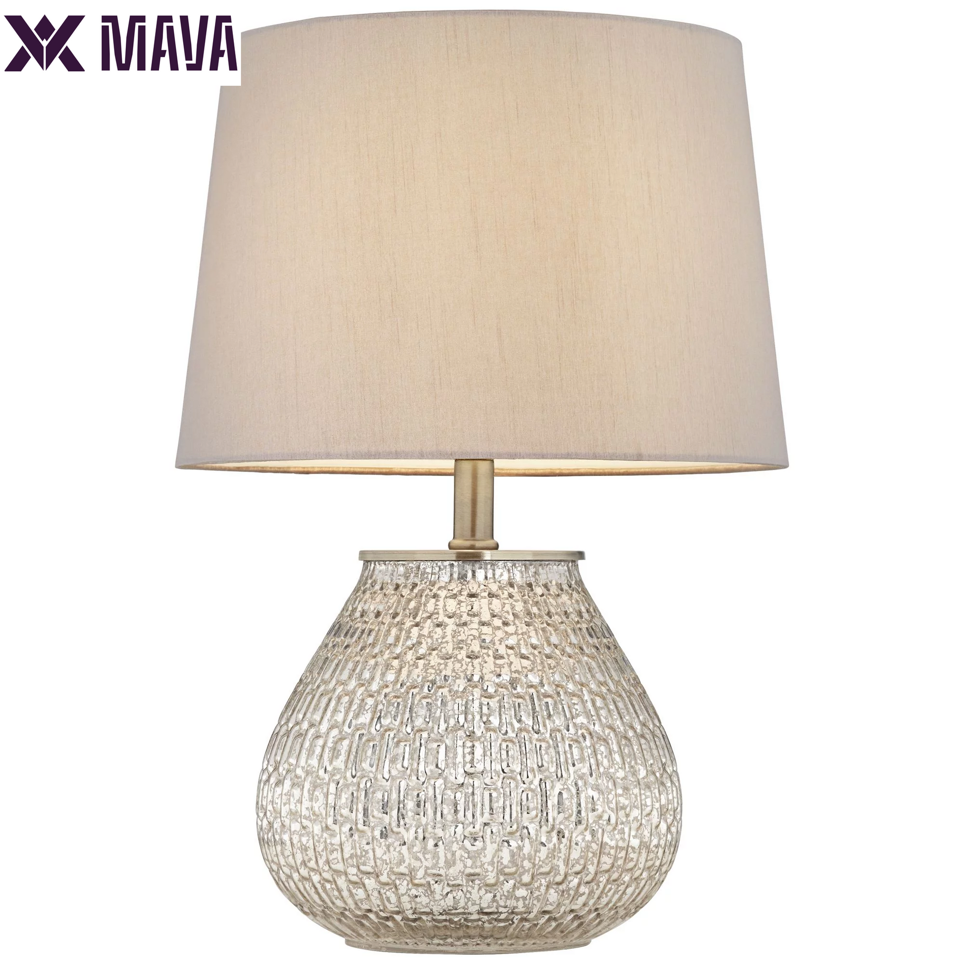 MAVA Accent Table Lamps 19 1/2" High Set of 2 Mercury Glass Teardrop Gray Drum Shade for Bedroom Bedside