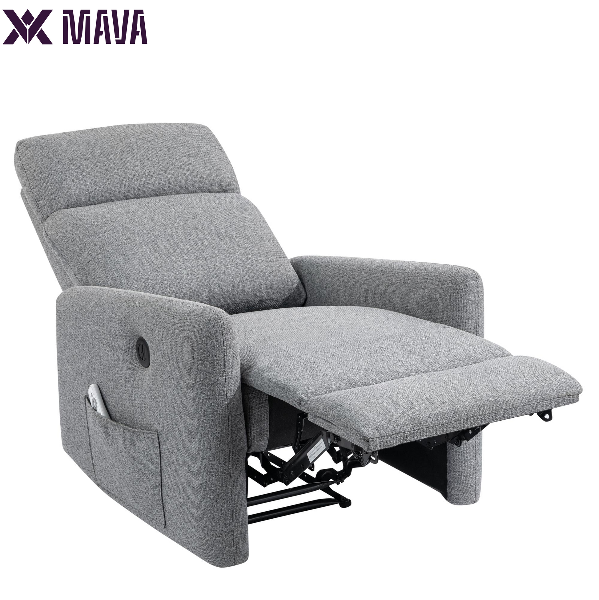 MAVA Power Recliner Chair with 8 Zone Massage and Lumbar Heat, Dark Gray Linen