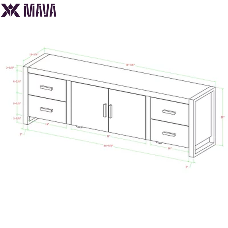 MAVA 70" Industrial TV Stand, Charcoal