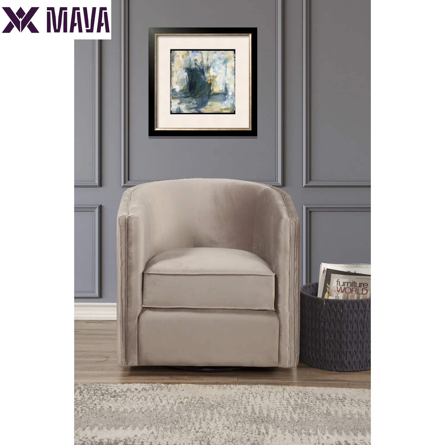 MAVA Home Furniture Maison Swivel Chair - Light Grey