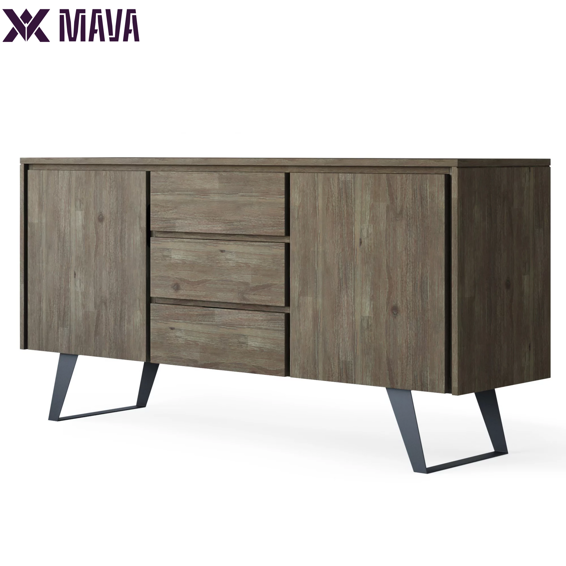 MAVA Solid Acacia Wood Sideboard Buffet in Gray