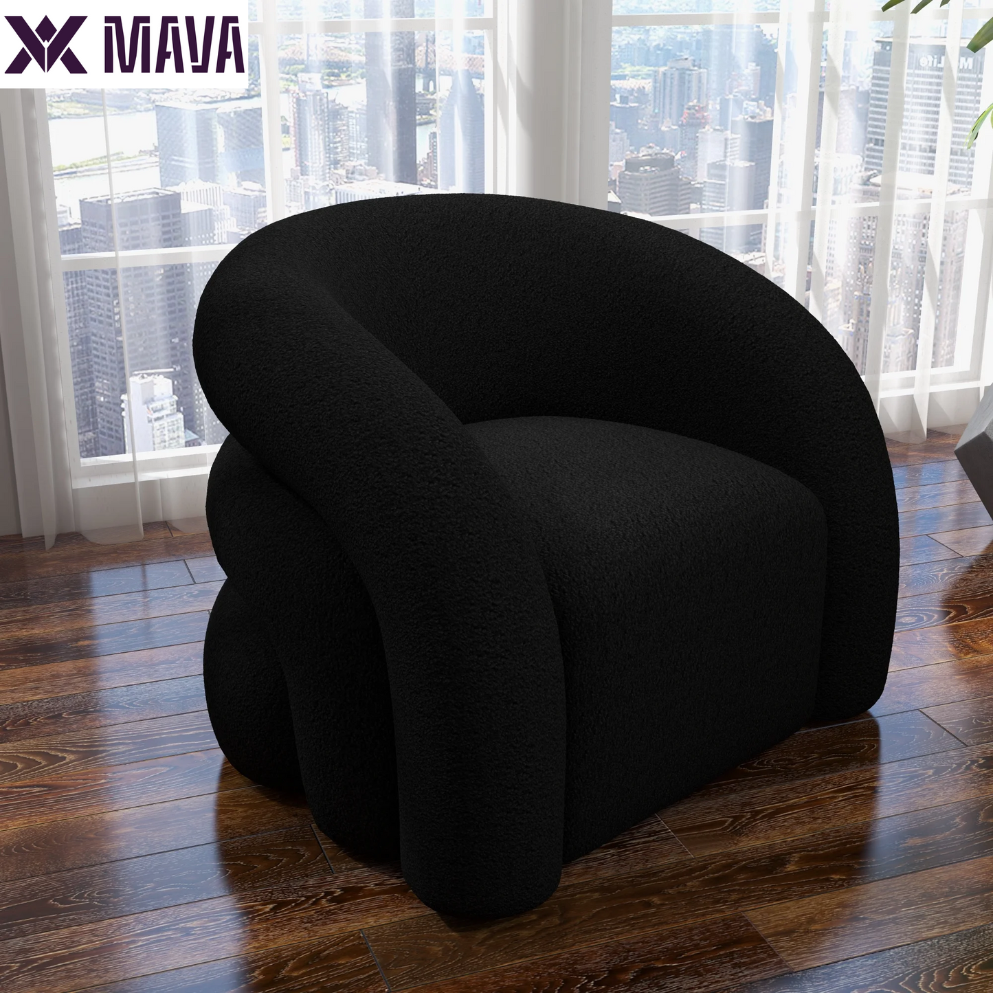 MAVA Teddy Swivel Rainbow Shape Chair Accent Chair, Comfy Boucle Barrel Garden Armchair Sofa for Living Room