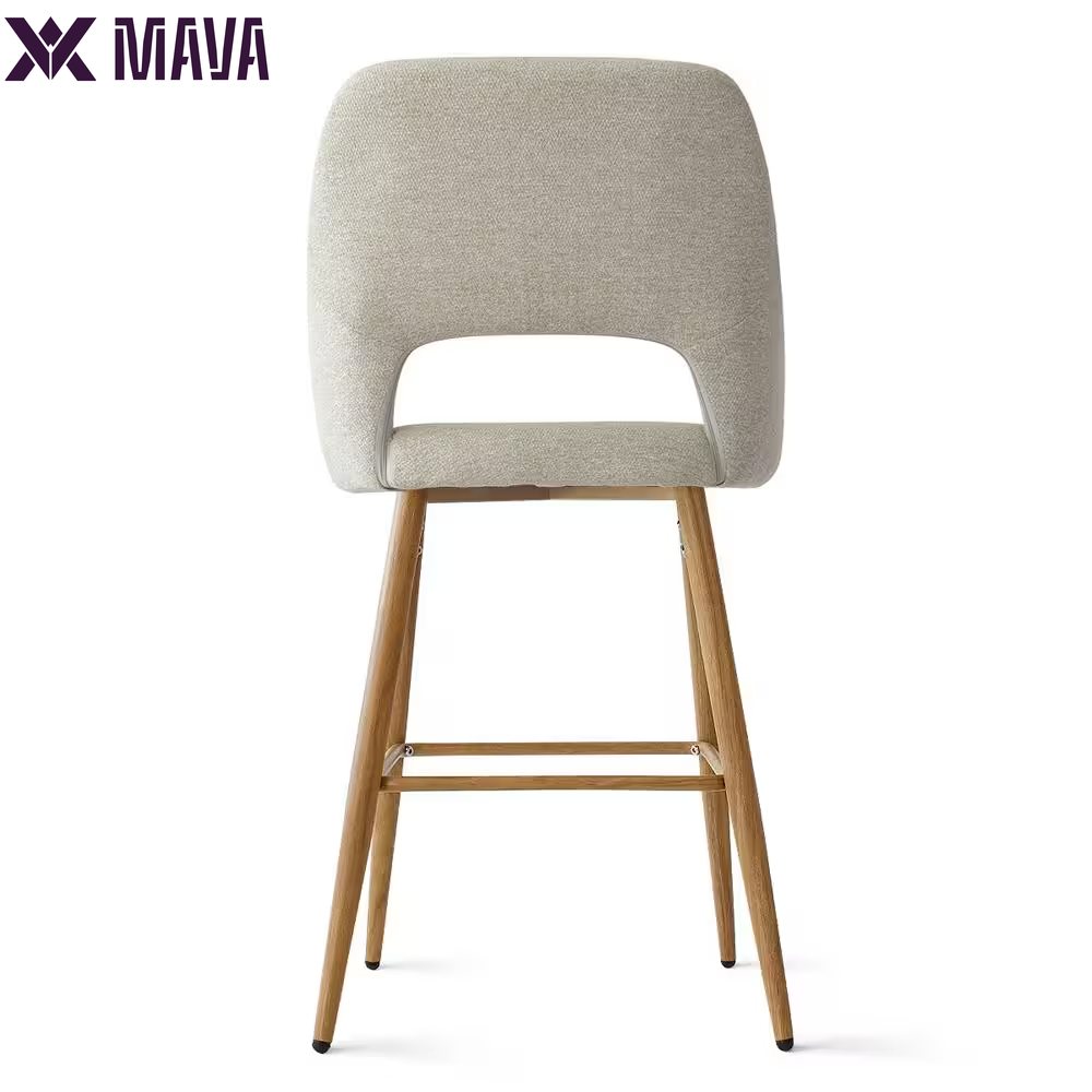 MAVA 25.5 In. Beige Counter Stool Metal Frame with Arm (Set of 2)