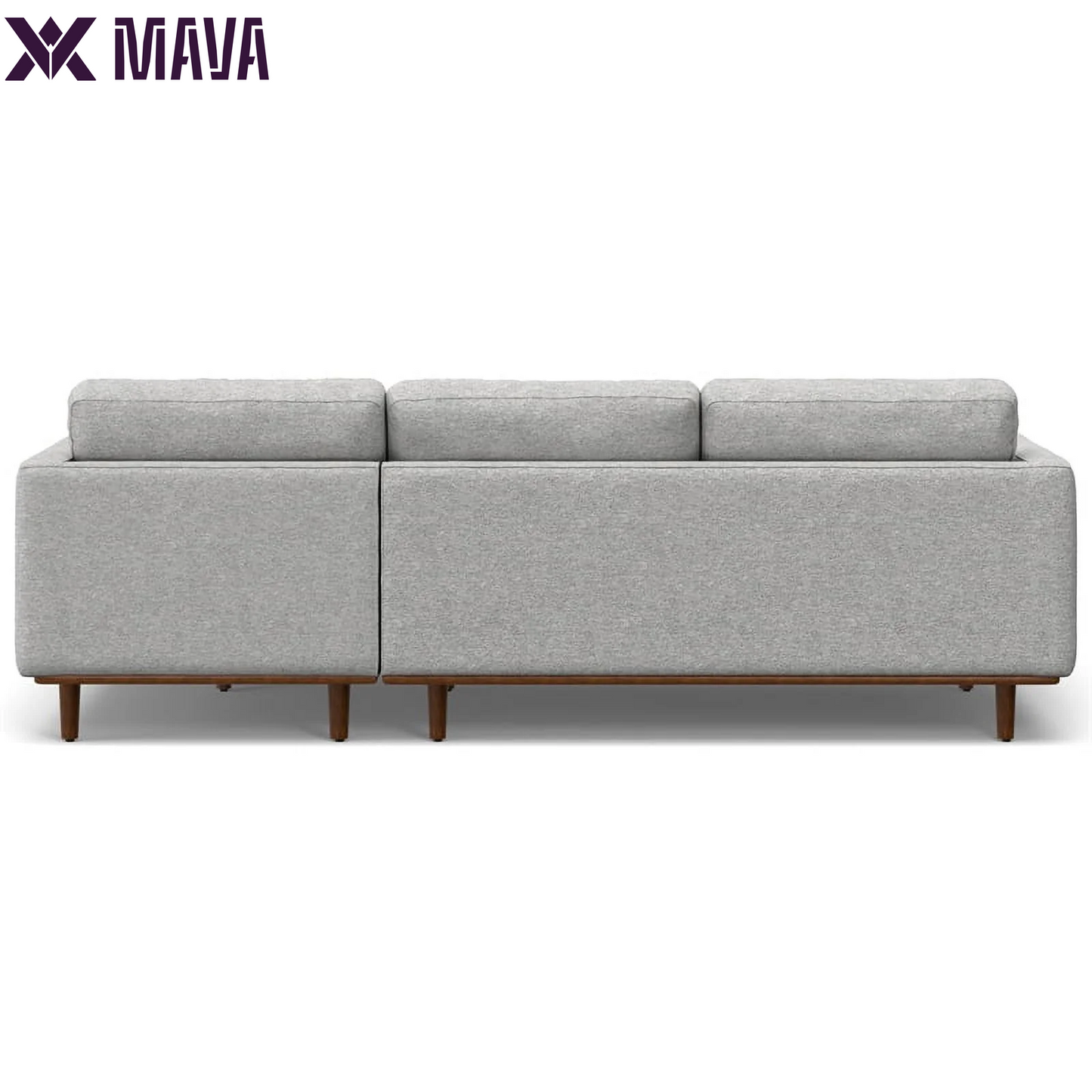 MAVA Mid Century Sectional 102 Inch Wide Sofa in Mist Grey Woven-Blend Fabric