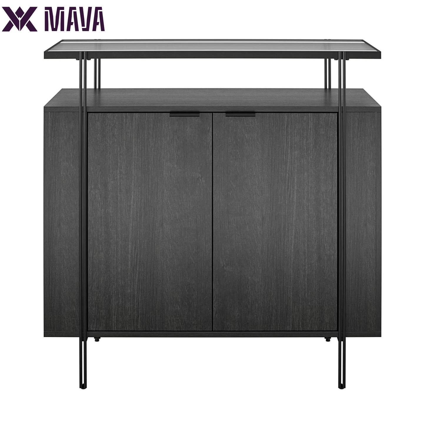 MAVA Vance Bar Cabinet, Black Oak