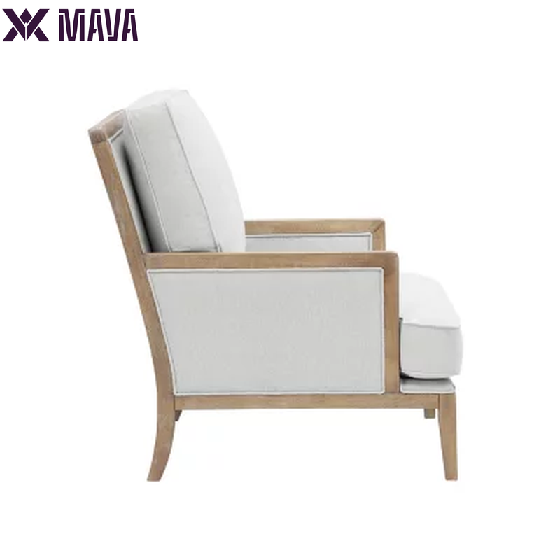 MAVA Cream Fabric Wood Trim Accent Chair