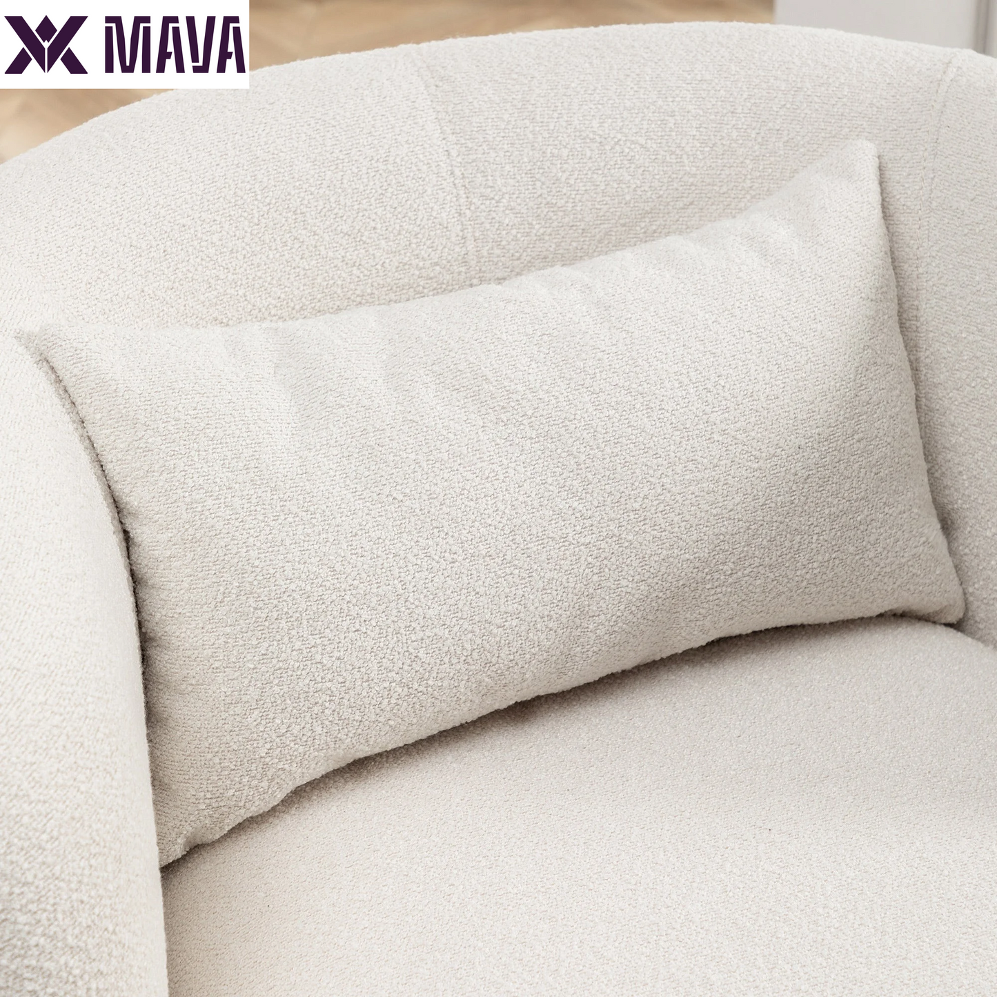 MAVA Beige Modern Boucle Upholstered 360° Swivel Accent Armchair