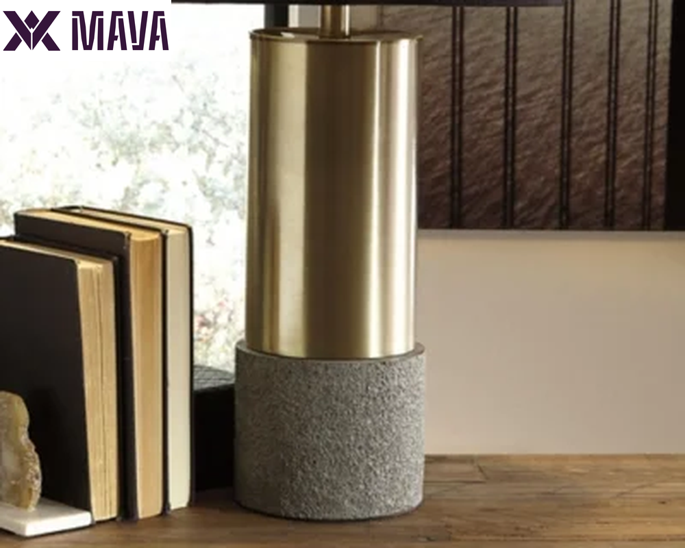 MAVA Table Lamp (Set of 2) Gray/Brass Finish