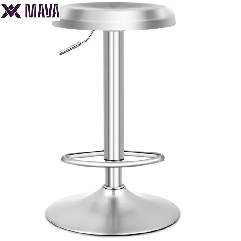 MAVA round Bar Stools Set of 2 with Footrest, Counter Stools for Bar Bistro Dining Room Kitchen, White