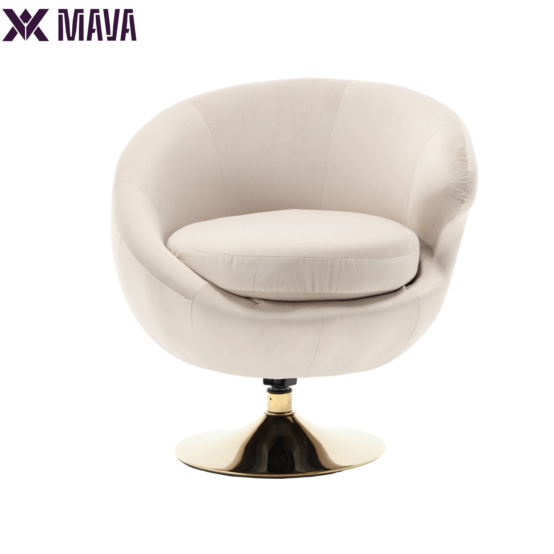 MAVA Accent Oversized Swivel Chair, Comfy Cuddle Barrel Armchair with Metal Base