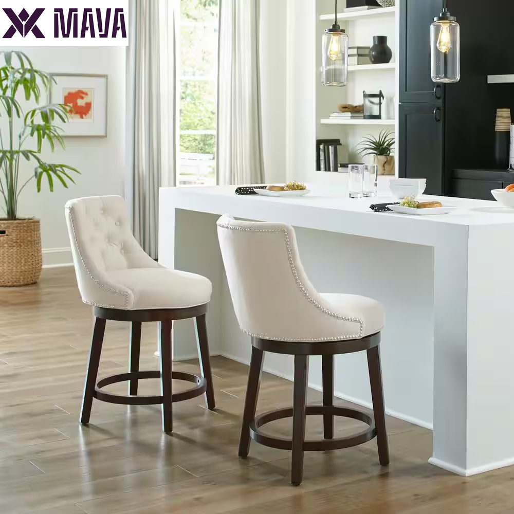 MAVA 24 In. Chocolate and Cream Swivel Counter Stool