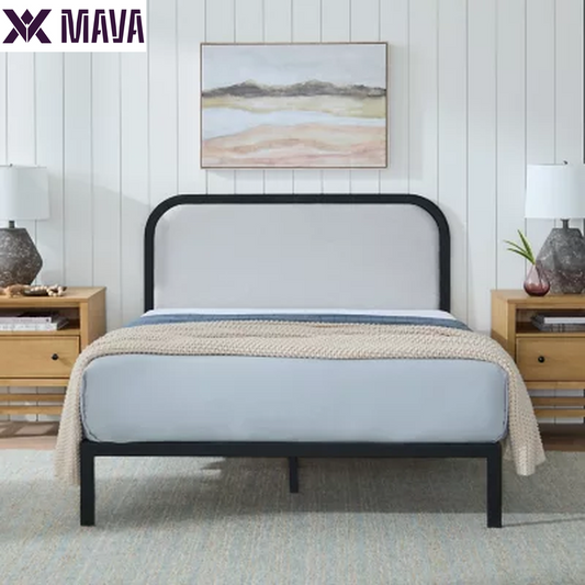 MAVA Metal Bed Frame with Headboard, Assorted Sizes and Colors