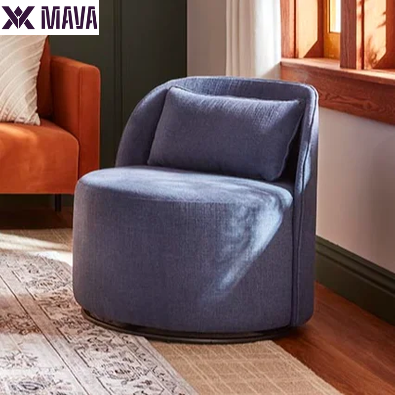 MAVA Modern Arch Swivel Chair, Cream Bouclé