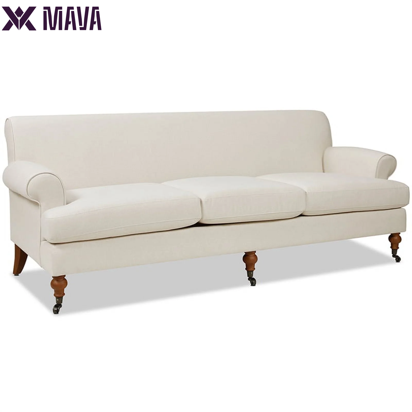 MAVA Arm Sofa Metal Casters Olive Green