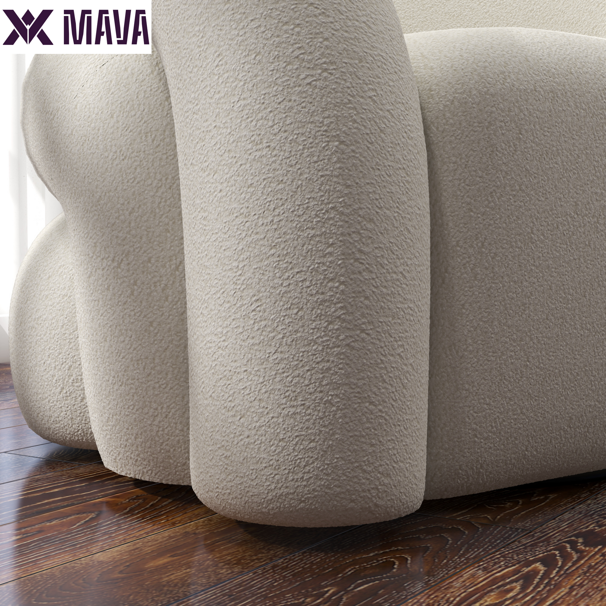 MAVA Teddy Swivel Rainbow Shape Chair Accent Chair, Comfy Boucle Barrel Garden Armchair Sofa for Living Room