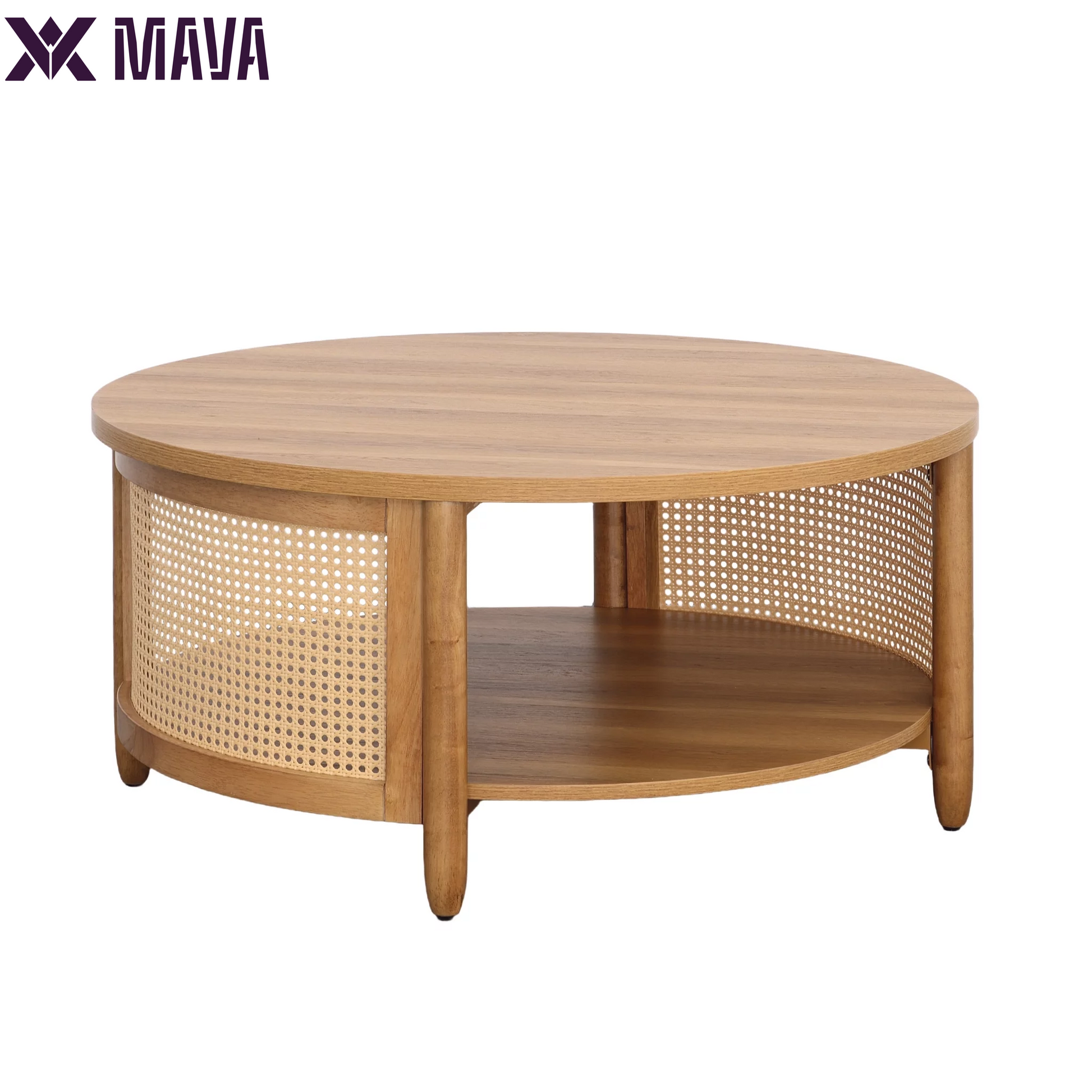 MAVA Caning Coffee Table, Light Honey Finish