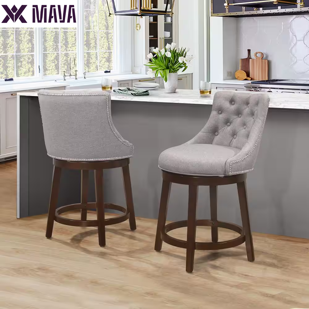 MAVA 24 In. Chocolate and Cream Swivel Counter Stool