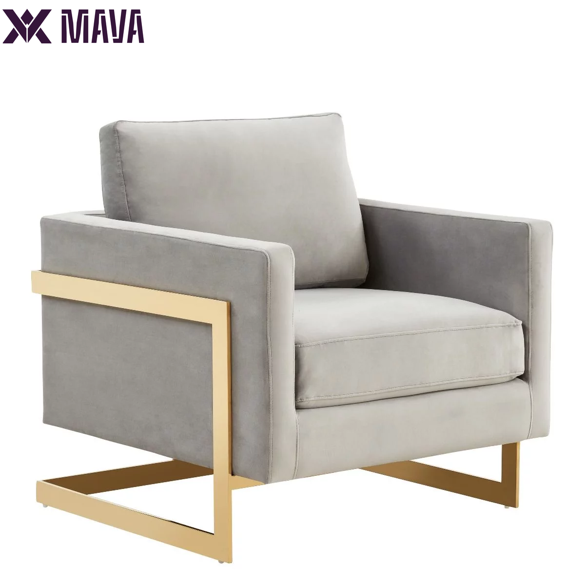 MAVA Velvet Accent Chair Armchair in Dark Gray