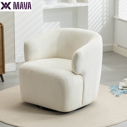 MAVA 30" Wide Chenille Upholstered Swivel Accent Chair Boucle Swivel Barrel Chair