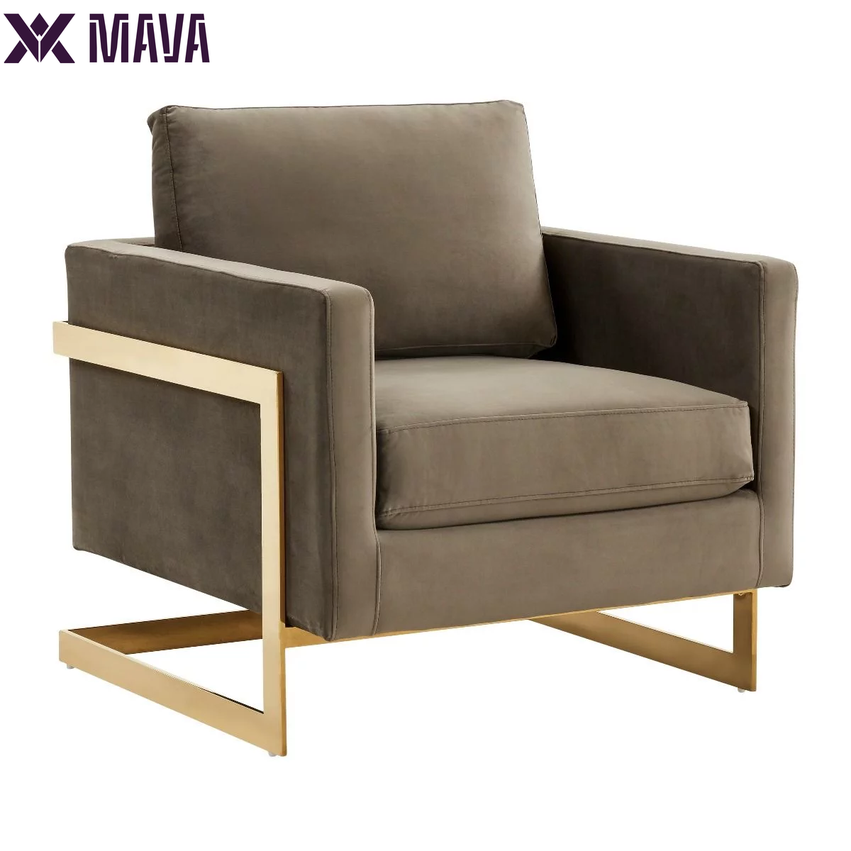 MAVA Velvet Accent Chair Armchair in Dark Gray