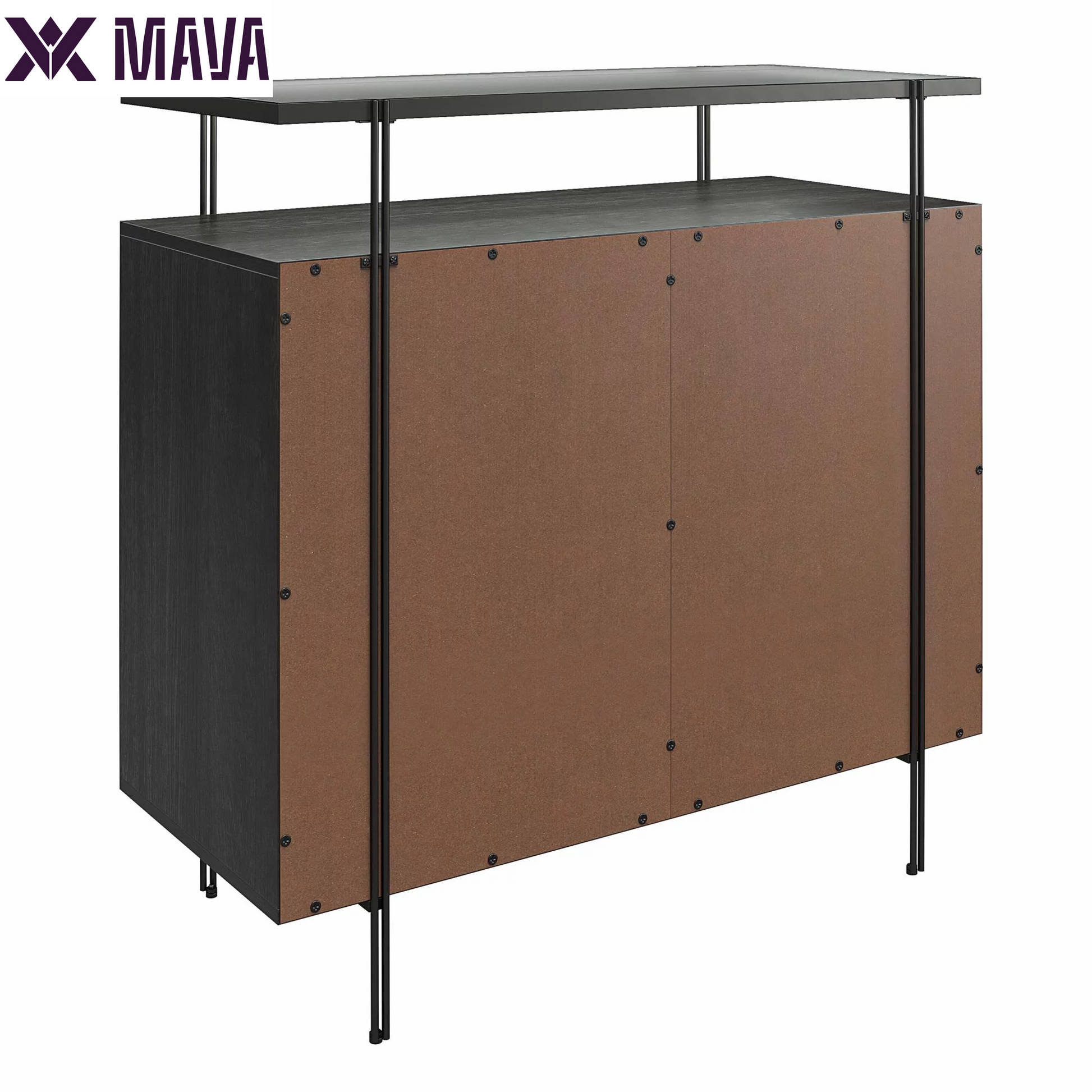 MAVA Vance Bar Cabinet, Black Oak