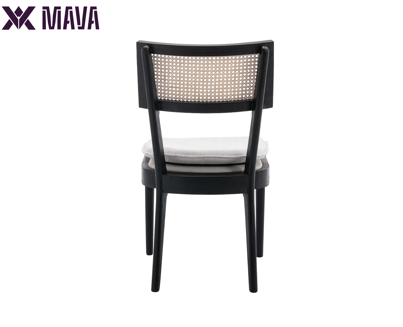 MAVA Classical Wooden Dining Chairs Set of 2, Farmhouse Rattan Cane Back Kitchen Chairs, French Country Side Chairs for Living Room Kitchen Dining Room, Black