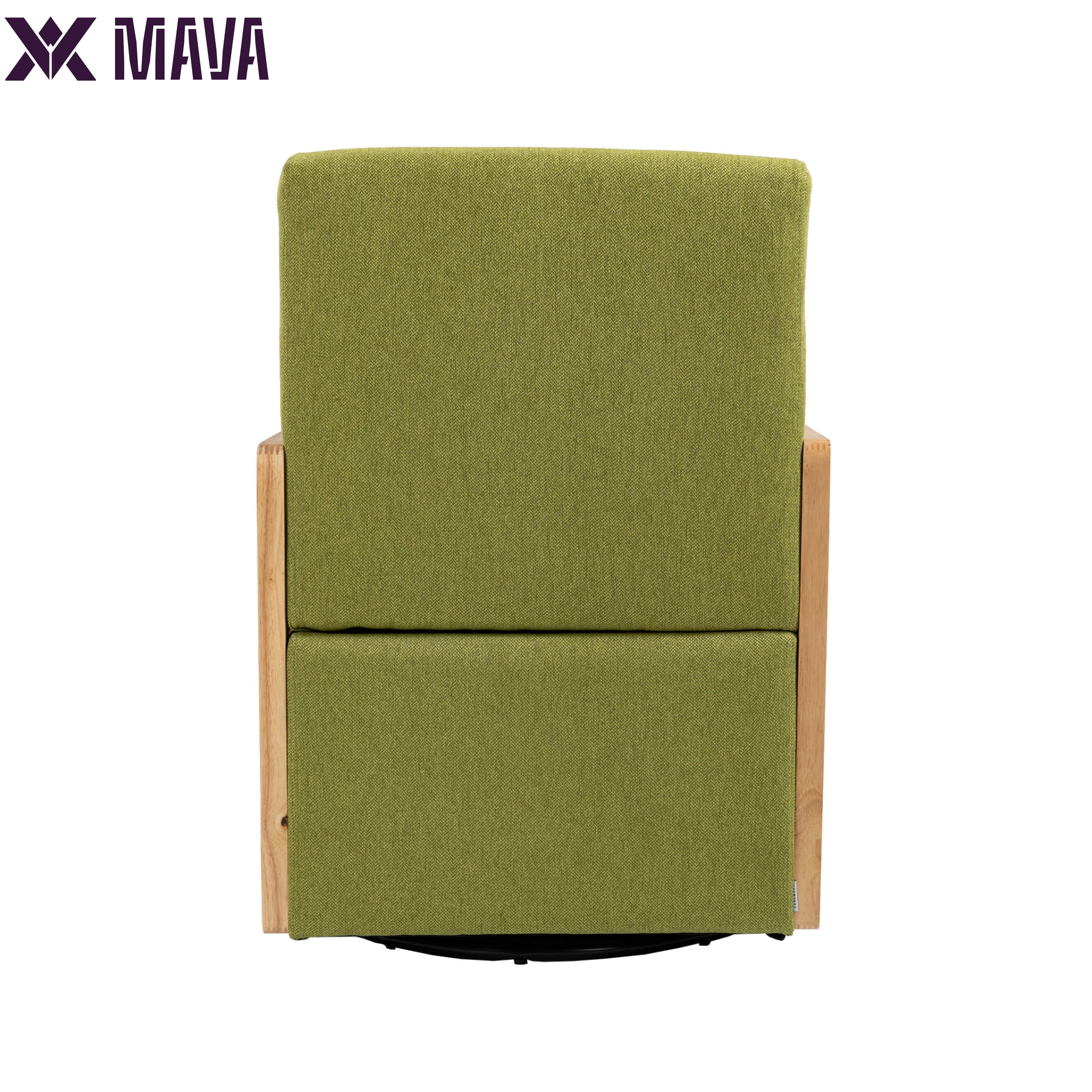 MAVA Swivel Barrel Chair, Modern Linen Accent Chair with Rattan Armrest, Upholstered Comfy Swivel Accent Chair