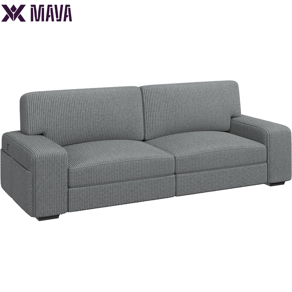 MAVA 2-Seater Sofa Couch with USB Charging Ports, Dark Gray