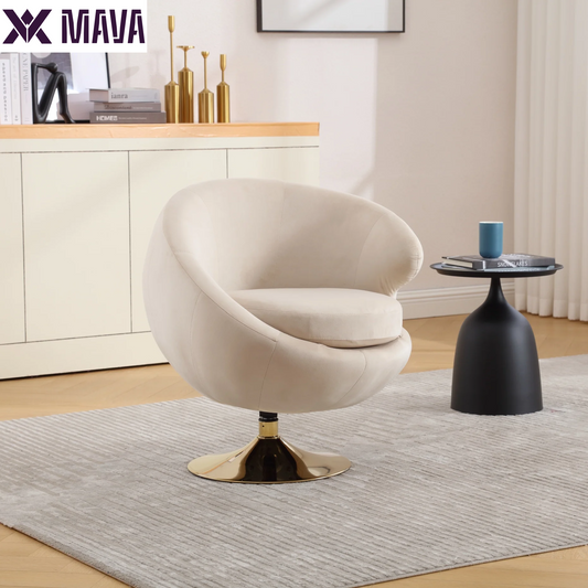 MAVA Accent Oversized Swivel Chair, Comfy Cuddle Barrel Armchair with Metal Base