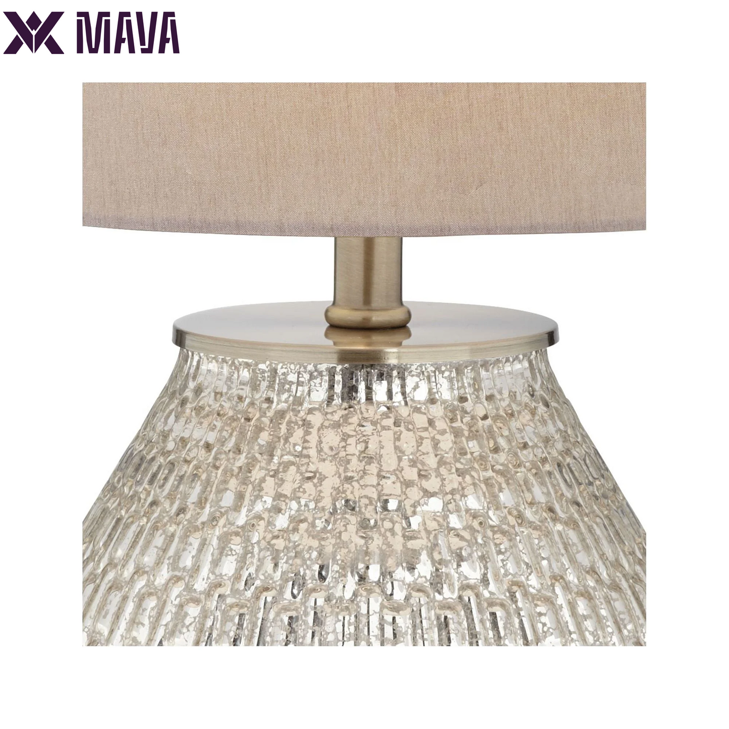 MAVA Accent Table Lamps 19 1/2" High Set of 2 Mercury Glass Teardrop Gray Drum Shade for Bedroom Bedside