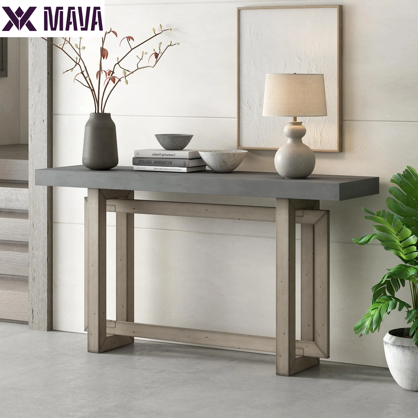 MAVA Modern and Industrial Console Table Sofa Table, Extra Long Entryway Table for Hallway Living Room