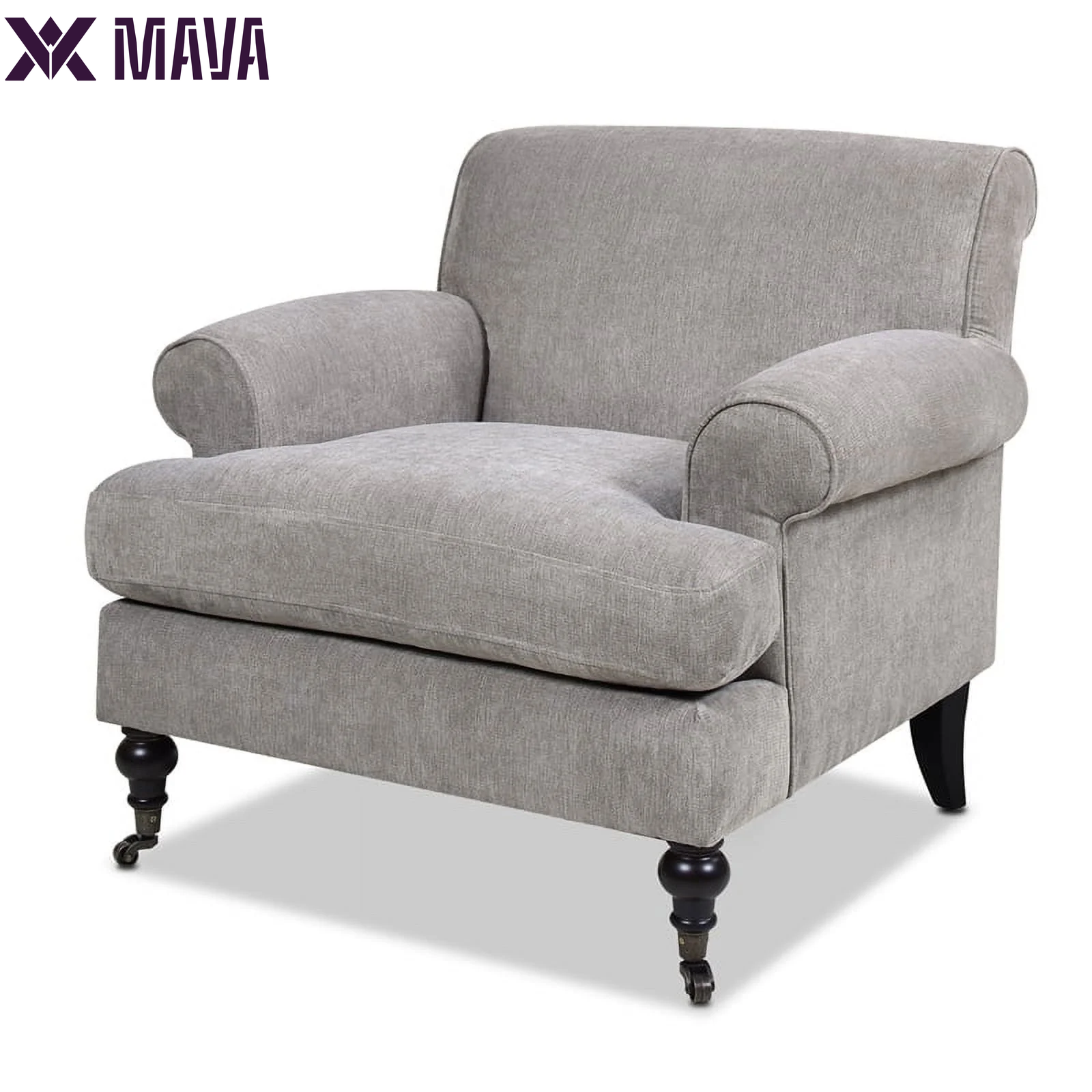 MAVA Arm Sofa Metal Casters Olive Green