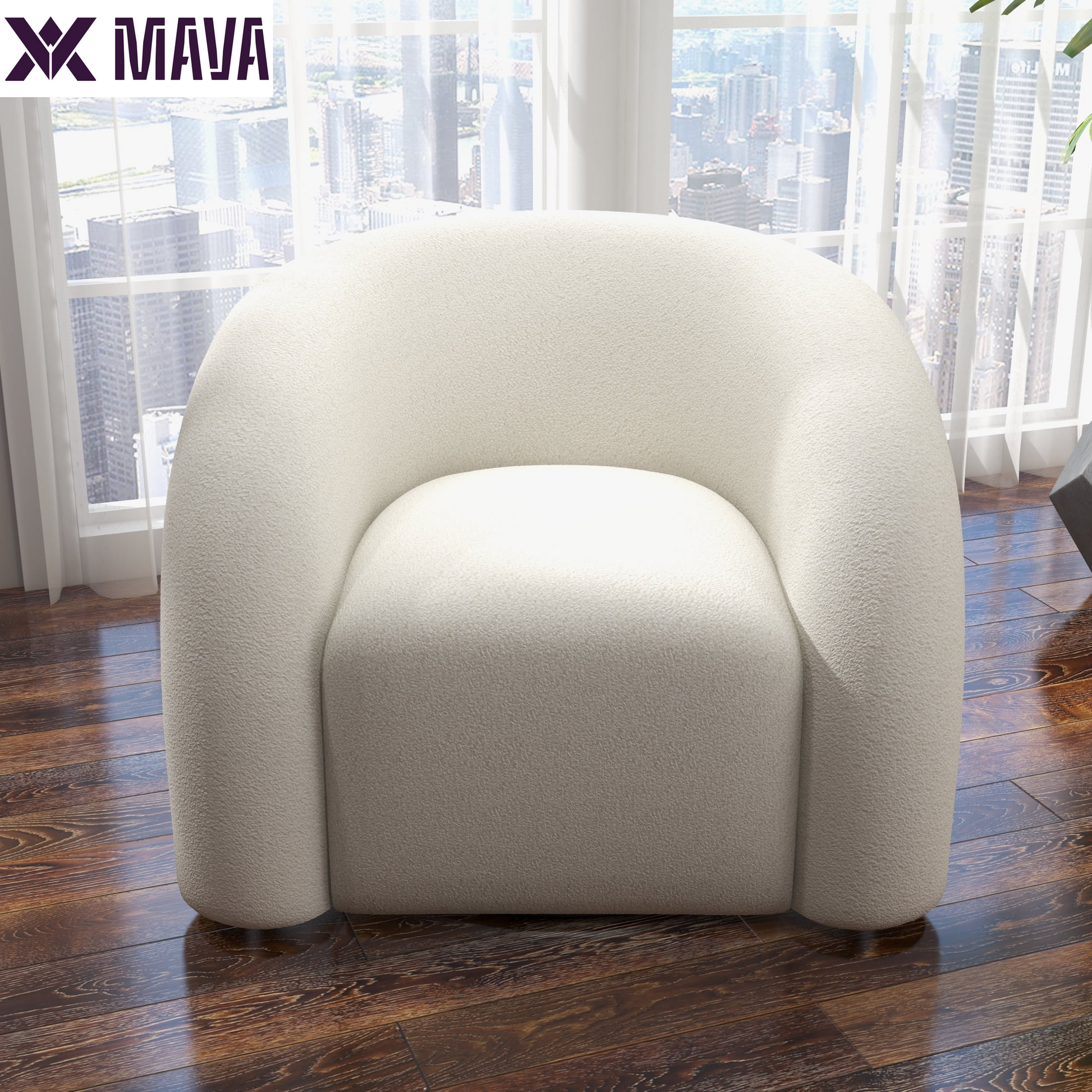 MAVA Teddy Swivel Rainbow Shape Chair Accent Chair, Comfy Boucle Barrel Garden Armchair Sofa for Living Room