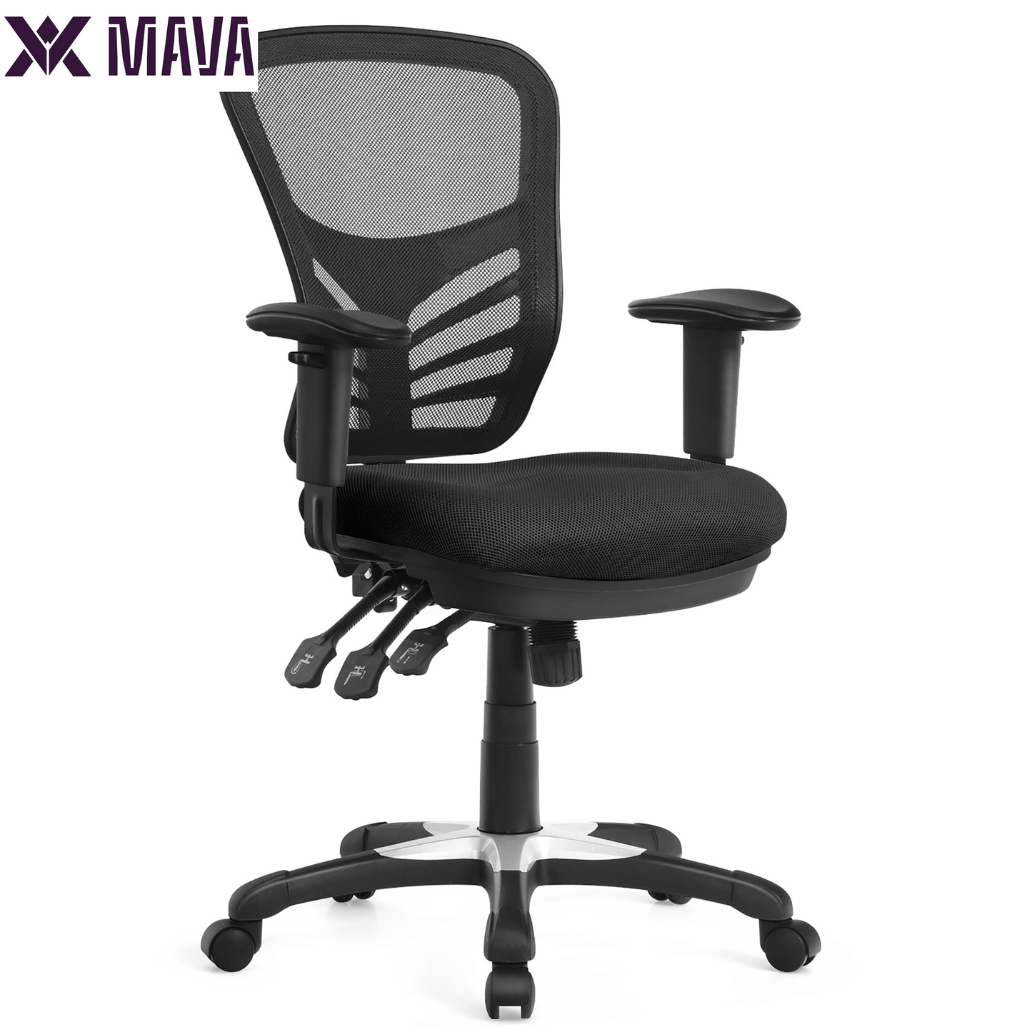 MAVA Mesh Office Chair 3-Paddle Computer Desk Chair W/ Adjustable Seat Grey