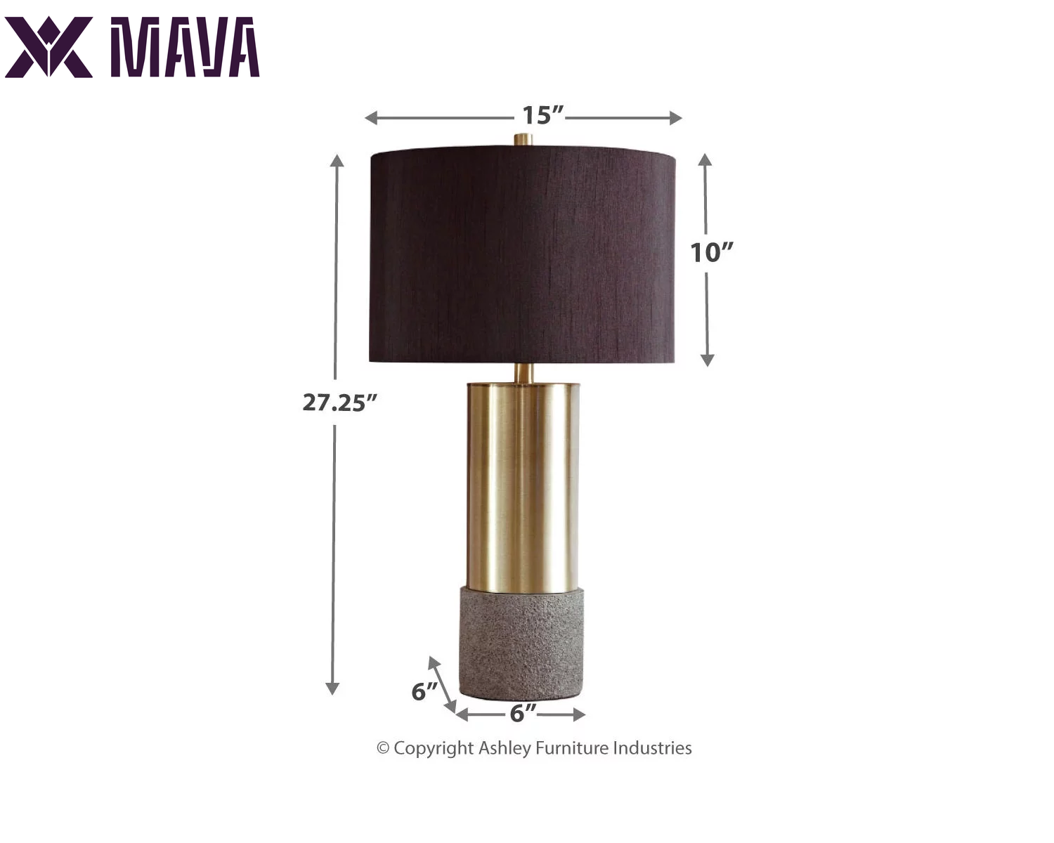 MAVA Table Lamp (Set of 2) Gray/Brass Finish