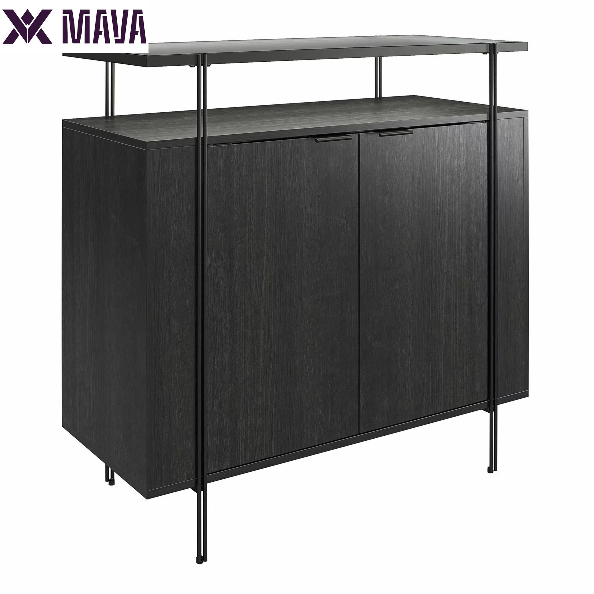 MAVA Vance Bar Cabinet, Black Oak