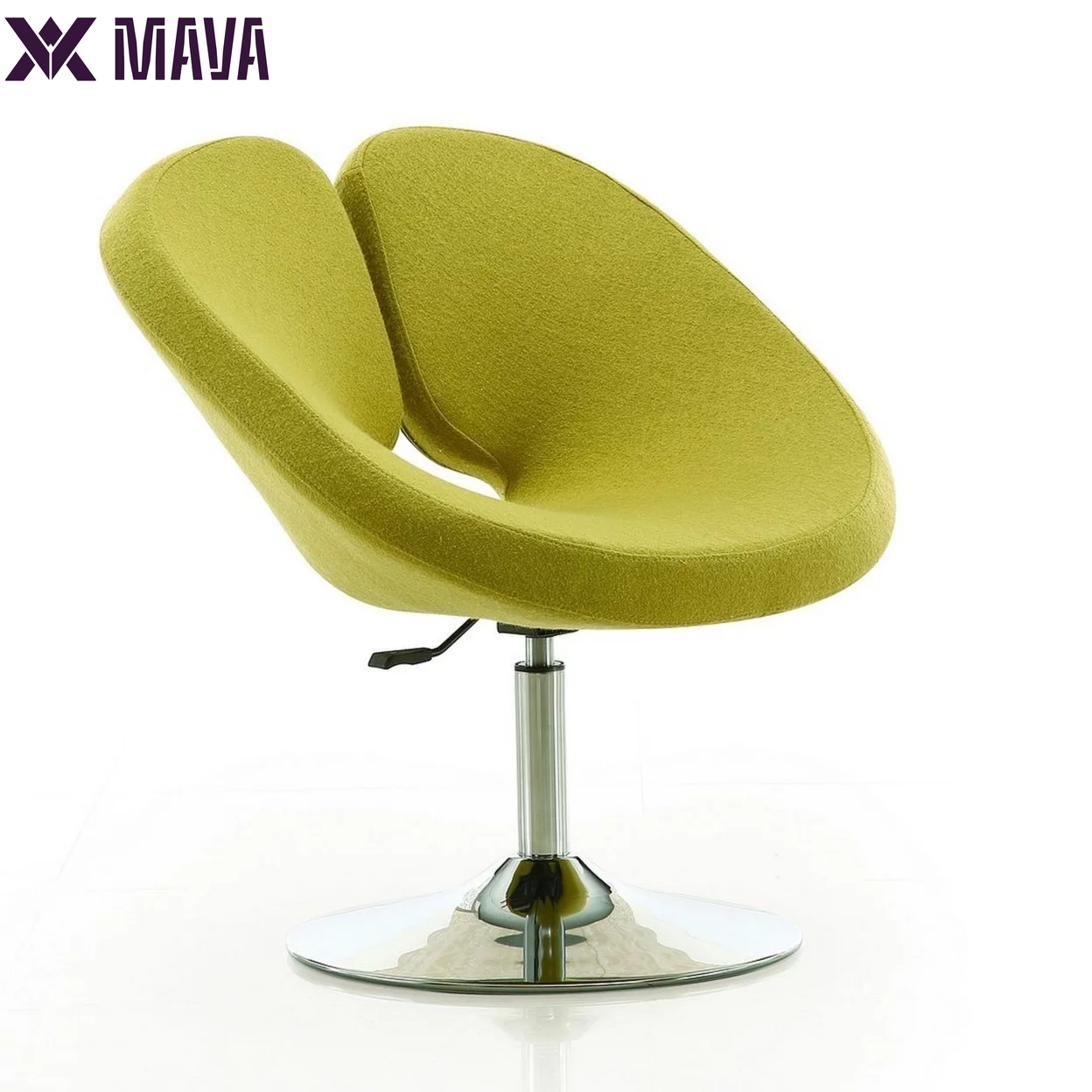 MAVA Green and Polished Chrome Wool Blend Adjustable Chair