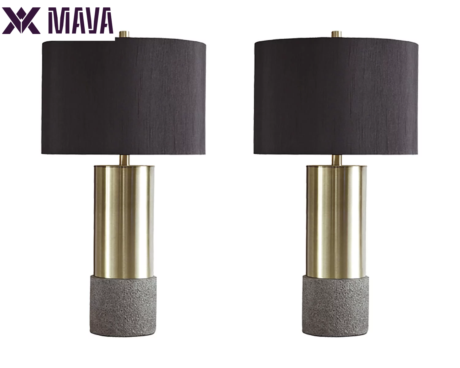 MAVA Table Lamp (Set of 2) Gray/Brass Finish