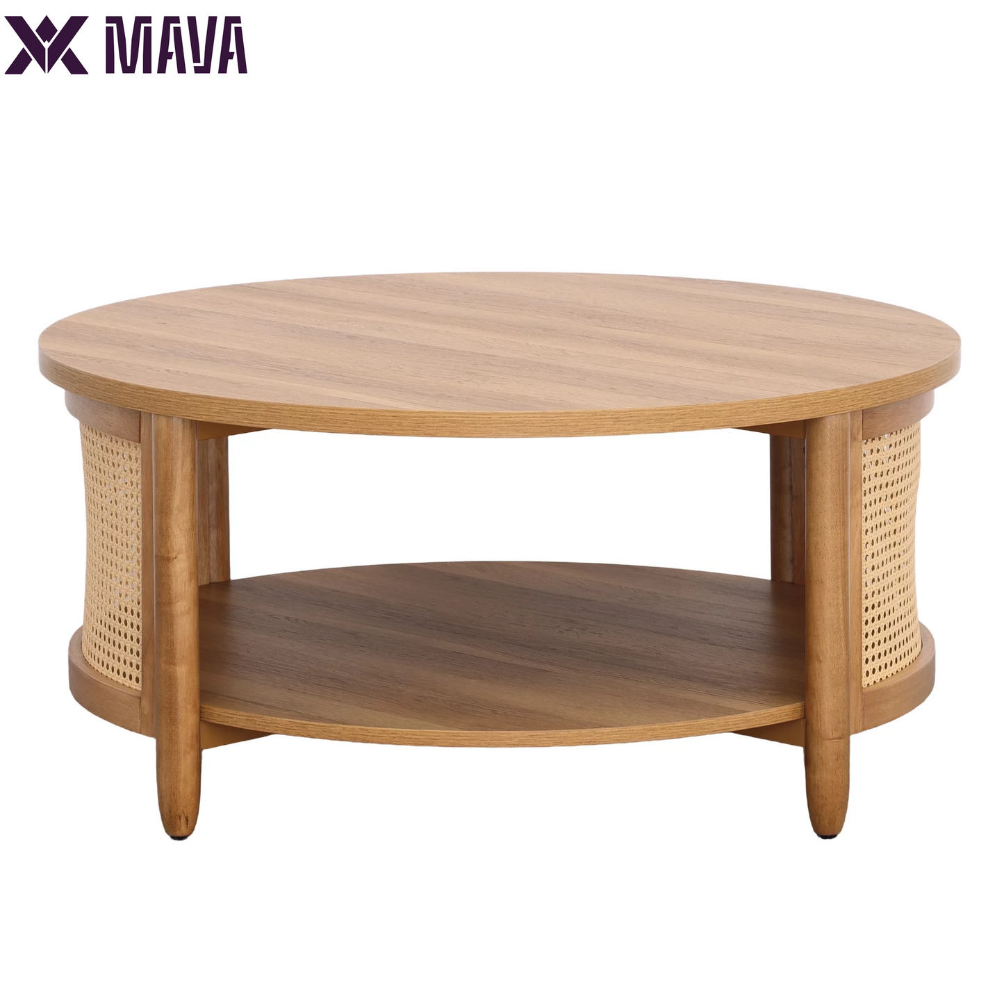 MAVA Caning Coffee Table, Light Honey Finish