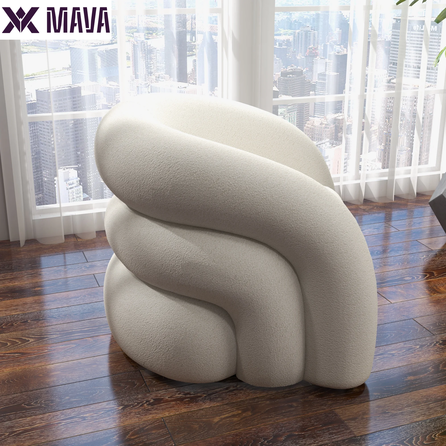 MAVA Teddy Swivel Rainbow Shape Chair Accent Chair, Comfy Boucle Barrel Garden Armchair Sofa for Living Room